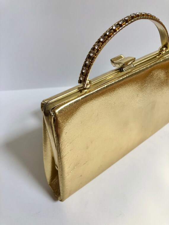 Vintage Gold Lamé Evening Bag with Gold Clasp and… - image 6