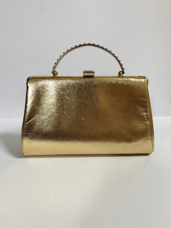 Vintage Gold Lamé Evening Bag with Gold Clasp and… - image 2