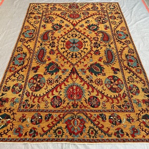 10&#39;1 x 6&#39;8 Camel Sumak Kilim rug, Afghan handmade wool rug, living room rug, bedroom rug, kitchen rug,