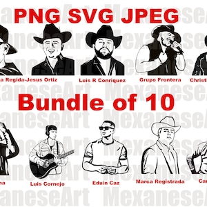 Carin Leon,Eduin Caz,Grupo Frontera,Fuerza Regida,Marca Regida,El Fantasma,Luis Conriquez,Nodal,Ivan Cornejo,PNG, JPG,SVG,Mexican,silhouette