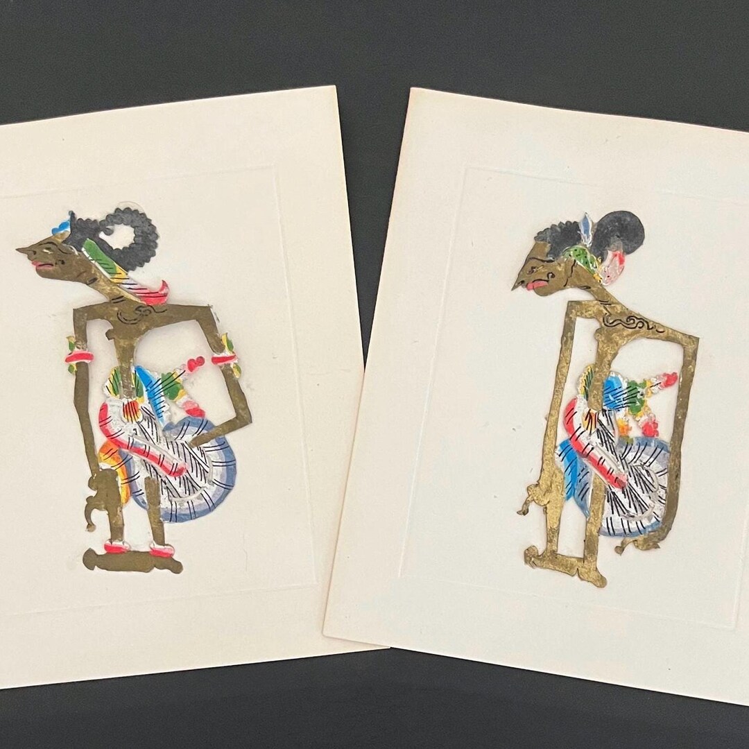 Pair of Vintage Mini Wayang Kulit Central Java Indonesian Shadow ...