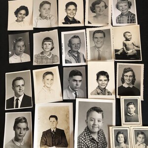 Group of Vintage Back to School Photos Black & White Photography Olan Mills Style