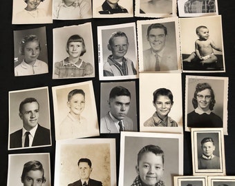 Group of Vintage Back to School Photos Black & White Photography Olan Mills Style