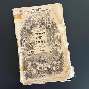 Antique Godey’s Lady’s Book January 1870 Victorian Periodical Mrs Sarah J Hale Fashion Manners Morals Mourning Handiwork Women’s Magazine