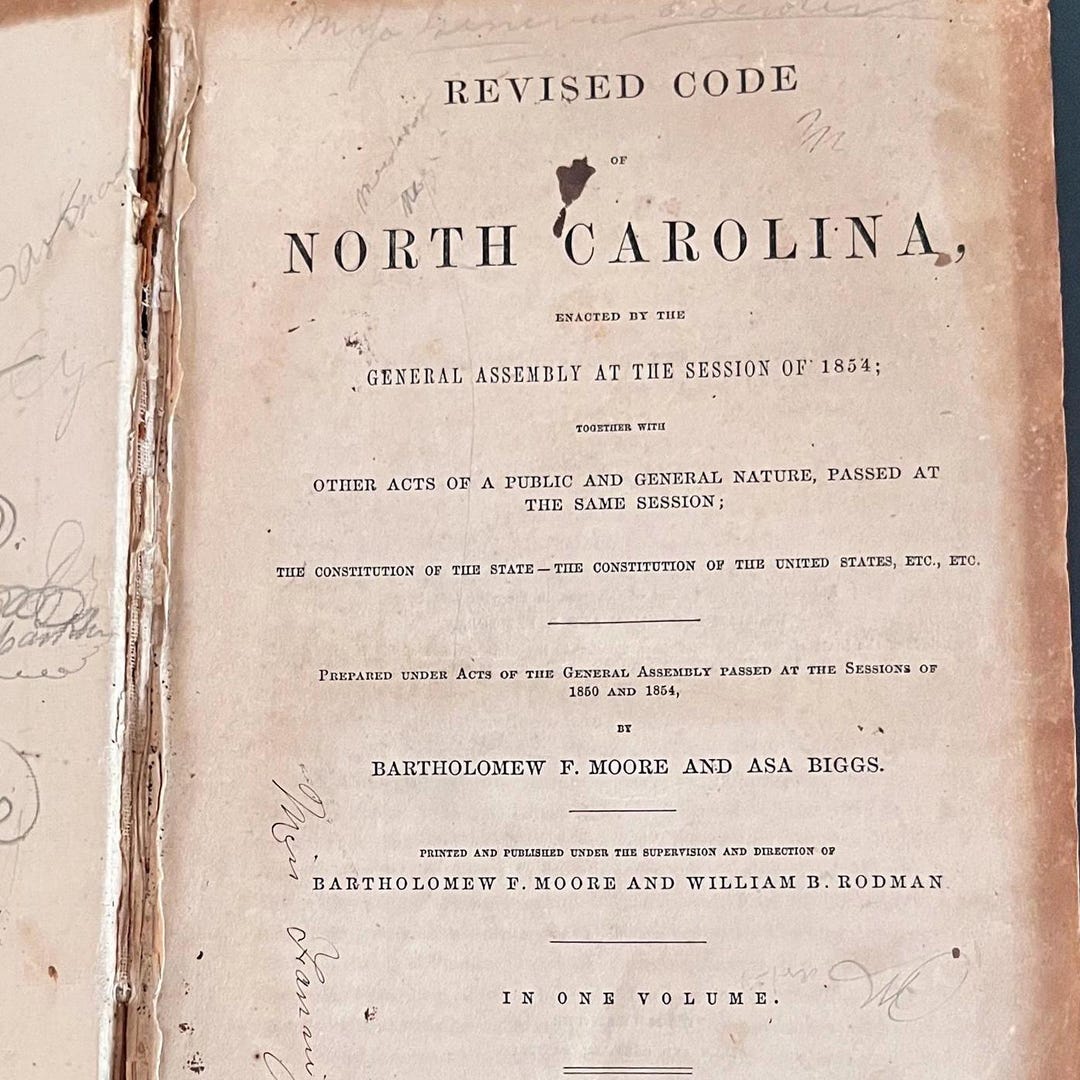 1855 Revised Code of North Carolina by the General Assembly of 1854 ...