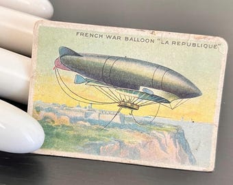 1912 Milo Egyptian Cigarette Card, Aeroplane Series 103, French War Balloon La République, Airship