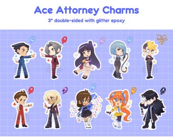 Ace Attorney Glitter Epoxy Charms