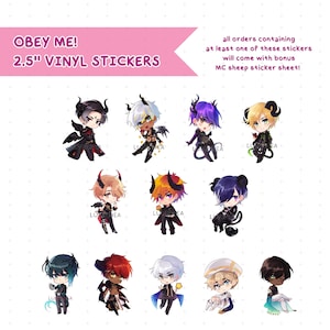 Obey Me Demon Form Vinyl Stickers