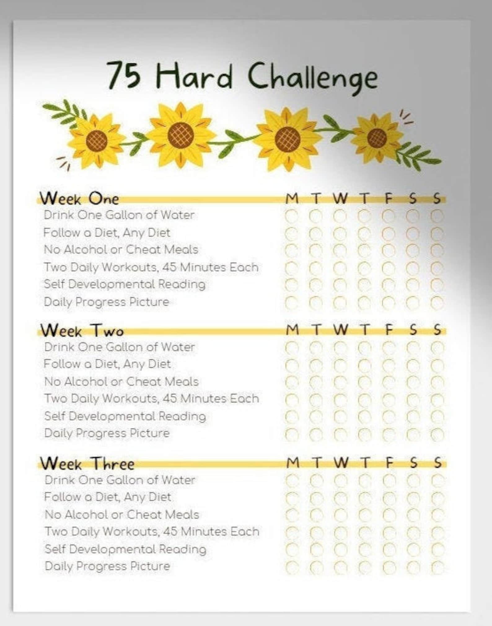 75 Hard Challenge Chart