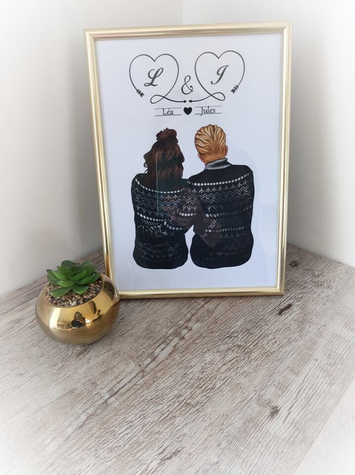Affiche Couple Initiales Personnalisable