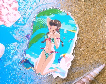 Meiko Chan 90s Retro Anime Girl Glitter Citypop Sticker