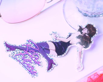 Retro Future Anime Girl Glitter Vaporwave Citypop Sticker
