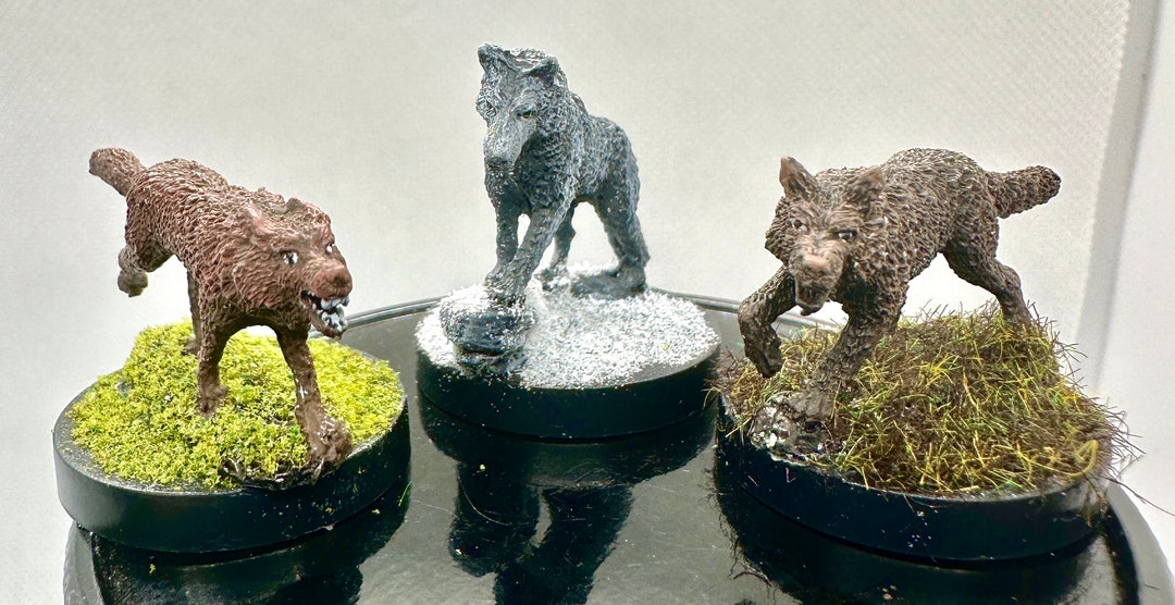 Wolves Miniatures Pack of Wolves **METAL** Miniatures Hand Painted *limited Availability ...