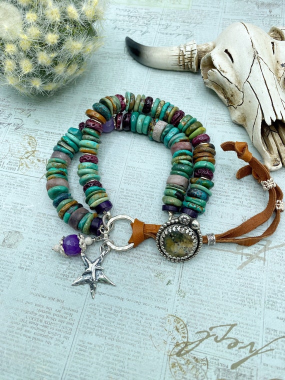 Buy Turquoise Bracelet Turquoise and Purple Spiny Oyster Online in