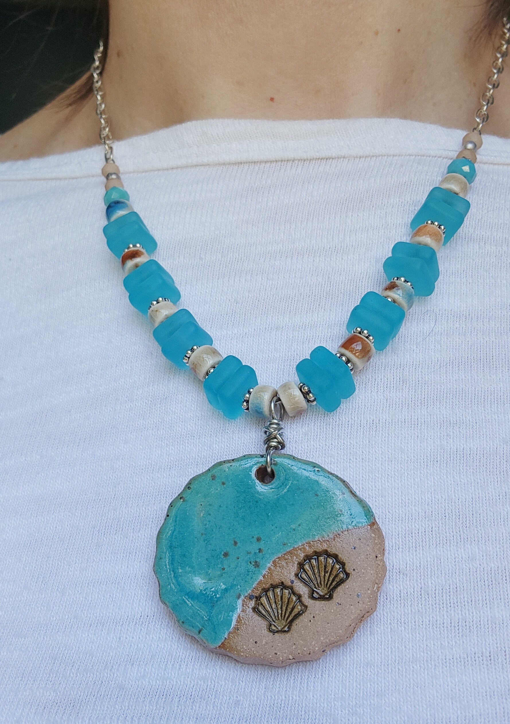 Blue Sea Shell Necklace.