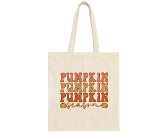 It's Pumpkin, Pumpkin, Pumpkin Season tote, Fall tote, Book Bag, Fall/Halloween Bag, Pumpkin Cotton Canvas Tote Bag, Autumn tote bag