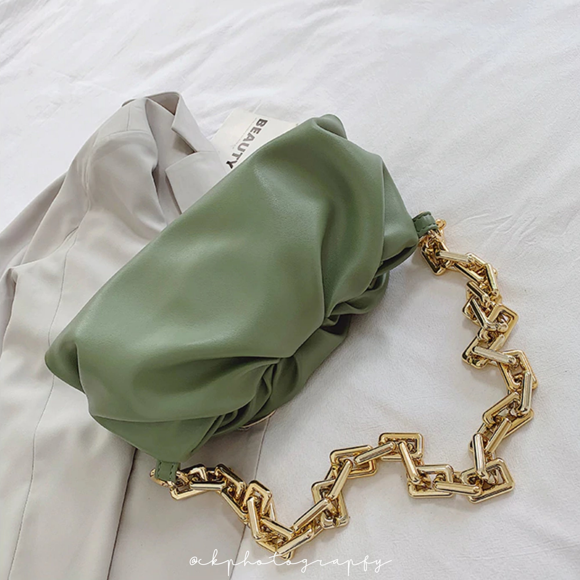 White Bag With Gold Chain Handbag with gold chain for women | Etsy