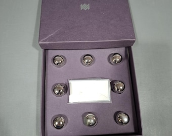 Vintage set van 8 verchroomde bolvormige plaatskaarthouders