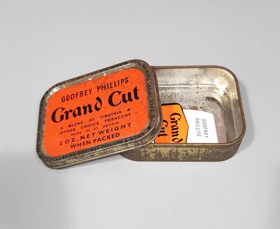 Vintage Godfrey Phillips Grand Cut 1oz Tobacco Tin