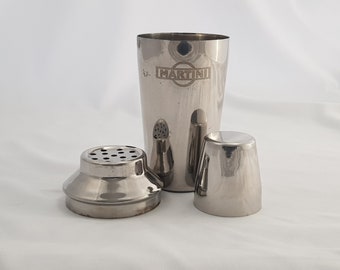 Martini Branded 3-piece Stainless Steel Cocktail Shaker