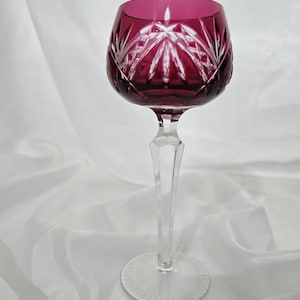 Bohemia Cranberry cut to clear hock wine roemer  , excellent condition