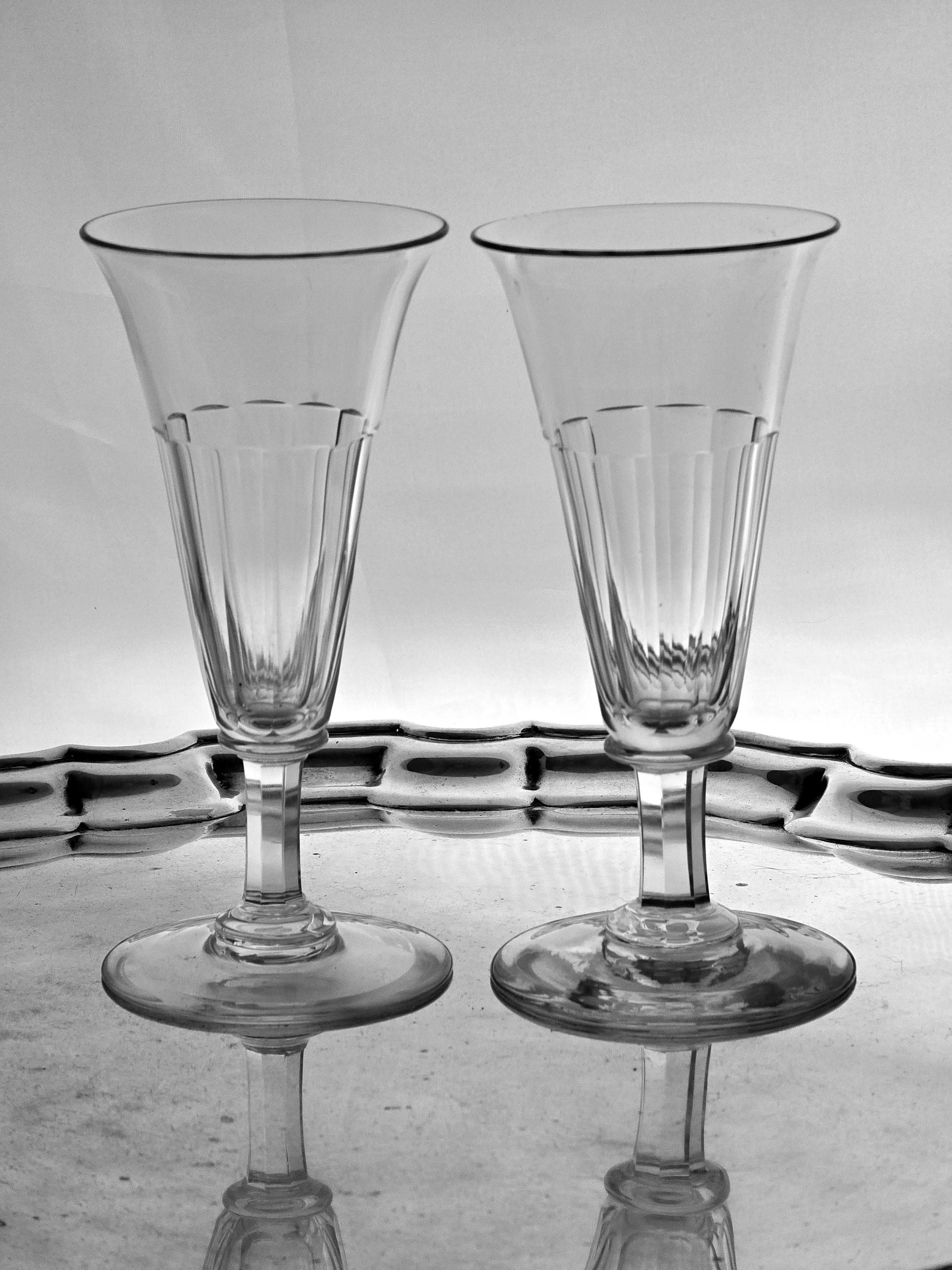 Wine Glasses Victorian Crystal- Slice Cut Pair, 1870s Collectable