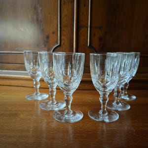 Webb Corbet, zestaw 6 kieliszków do wina/sherry, kryształ cięty, doskonały stan, vintage