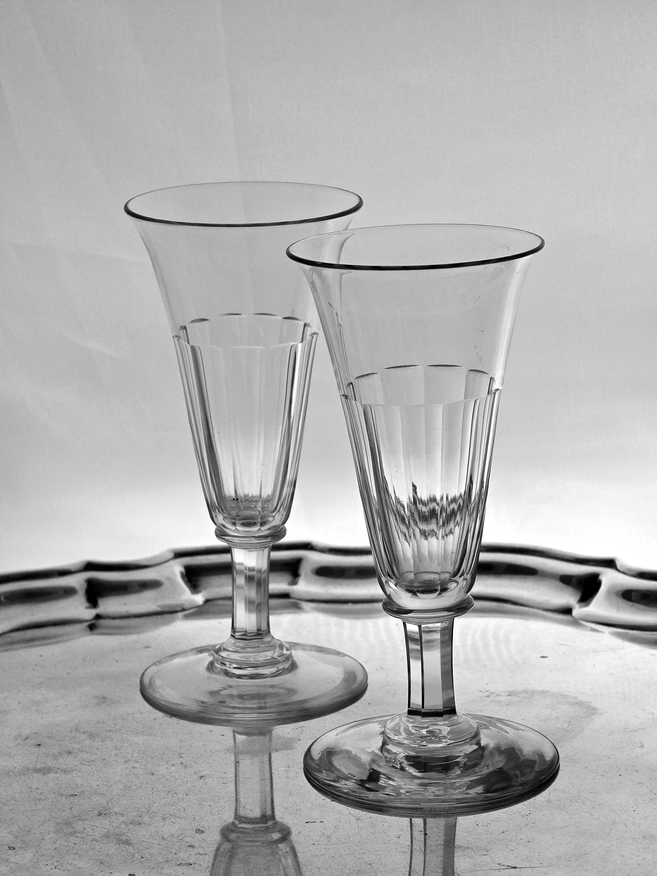 Wine Glasses Victorian Crystal- Slice Cut Pair, 1870s Collectable