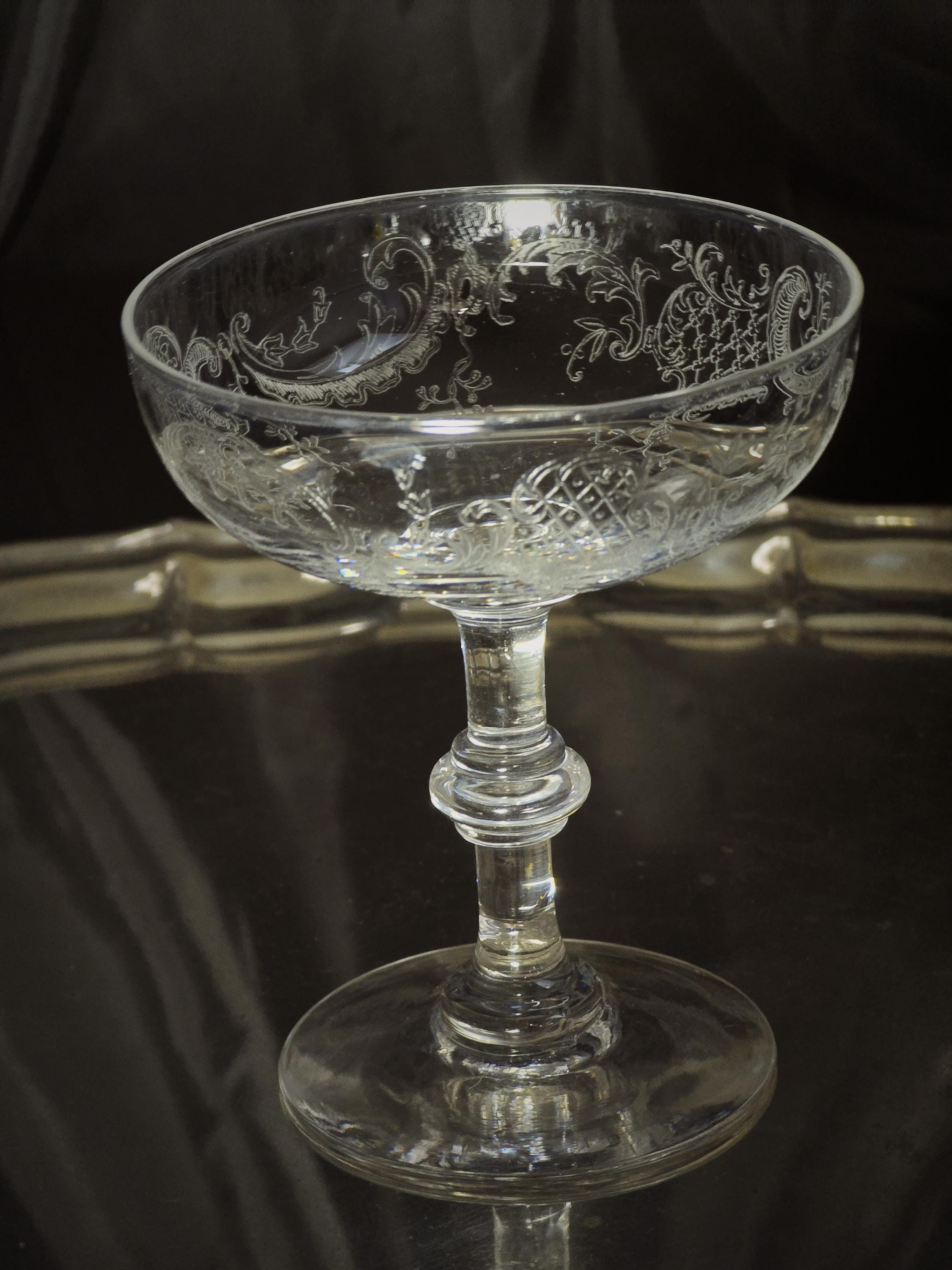 Antique Baccarat Rocallie Champagne Coupe Glasses- Crystal Glass