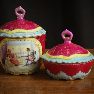 Antique 2x Trinket boxes by Von Schierholz of Plaue Thuringia Germany 1865 / 1911 hand painted