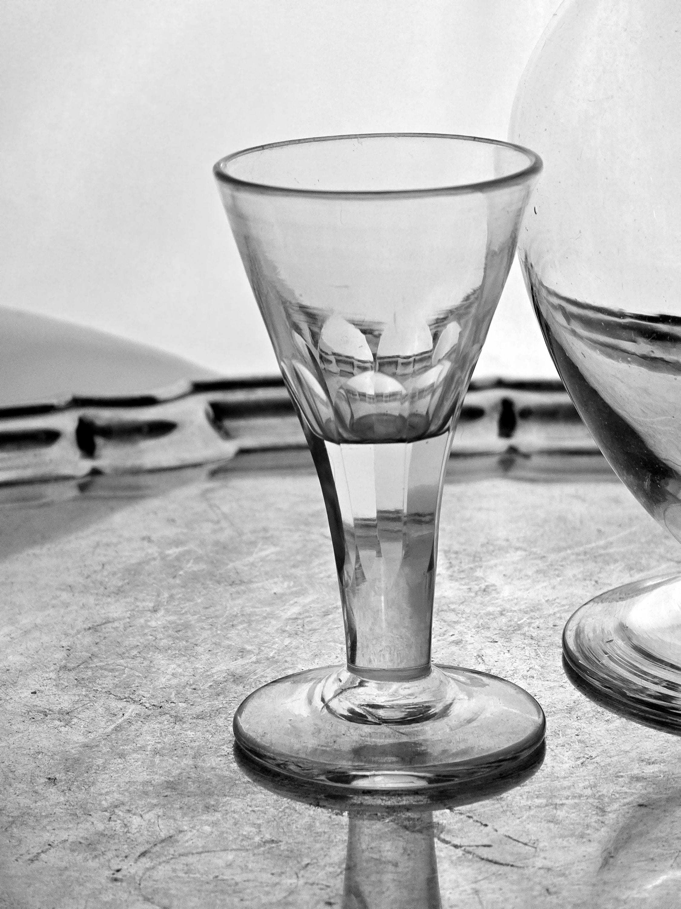 Dram Glass Victorian Trumpet Bowl Petal Slice to Heavy Stem
