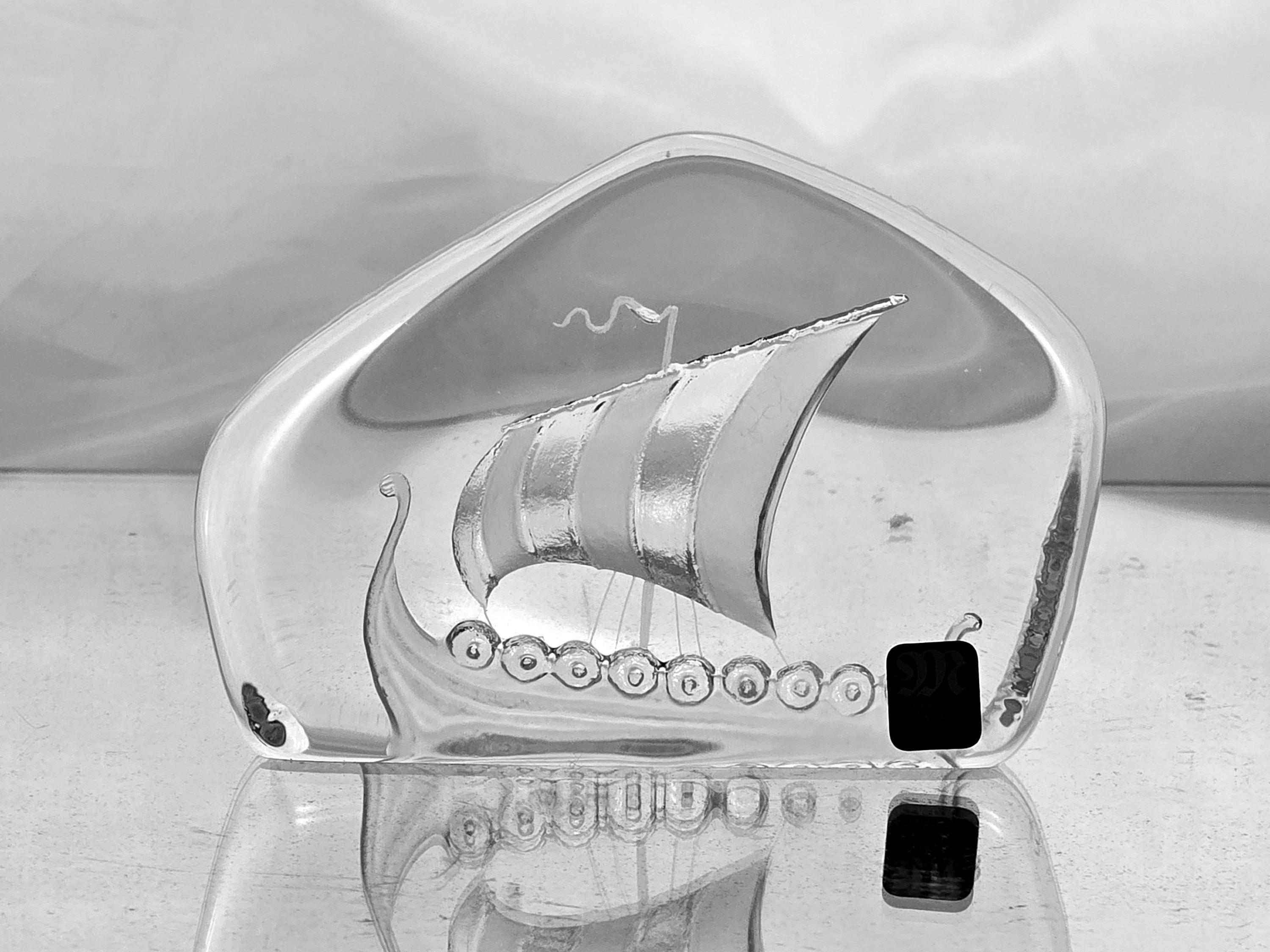 Mats Jonasson Glass Viking Ship - Etsy