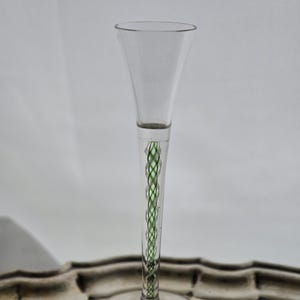 Josephinhutte  very early white and green air twist liquor / cordial glass