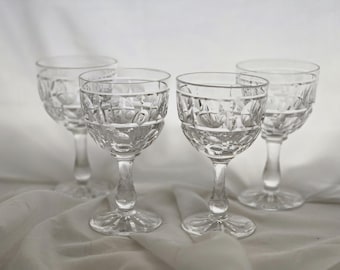 Art Deco Edinburgh Crystal Wine Glasses - 1920s Etched Set of 4