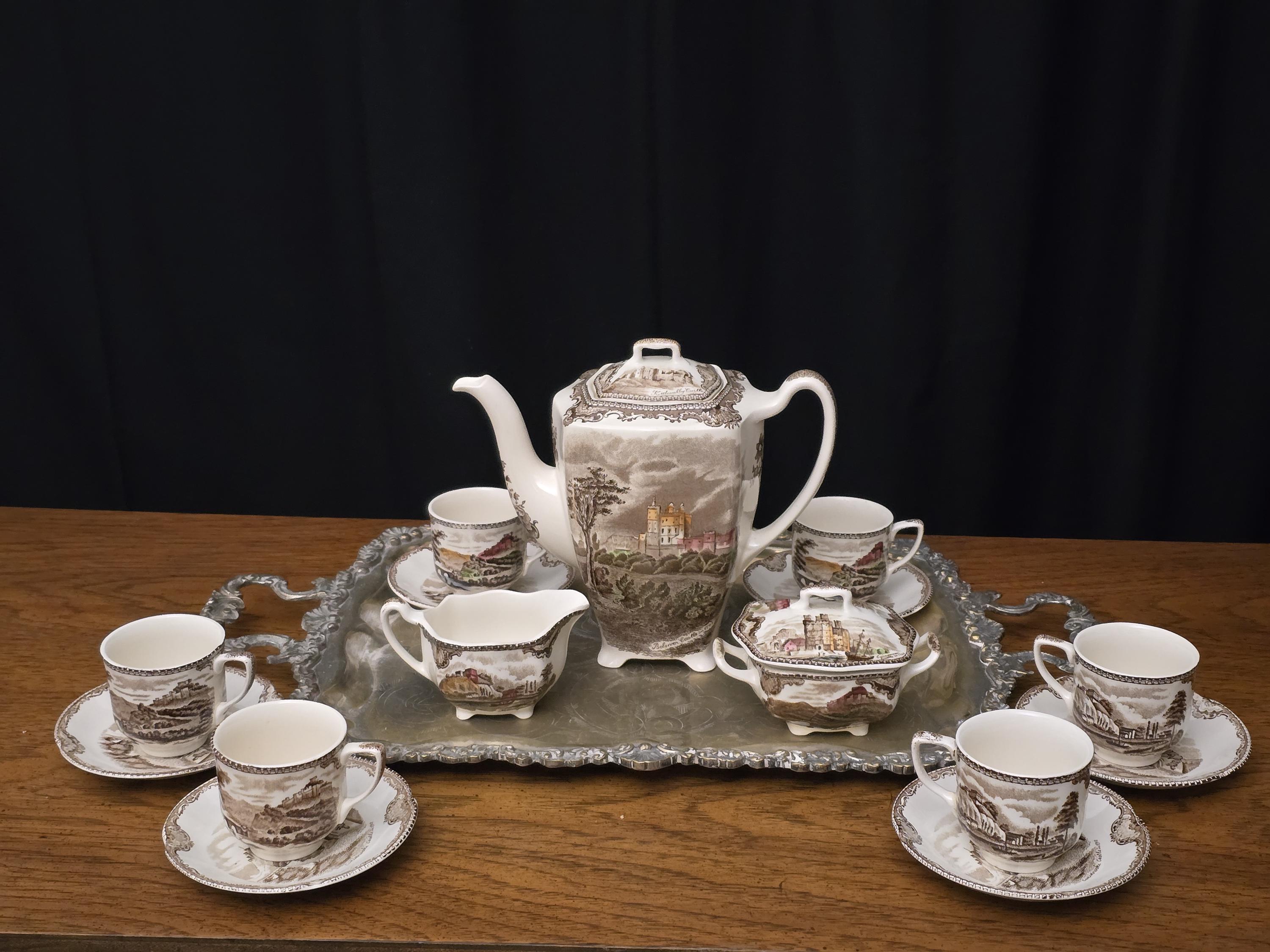 Complete Coffee Set Old Britain Castles by Johnson Brothers Brown