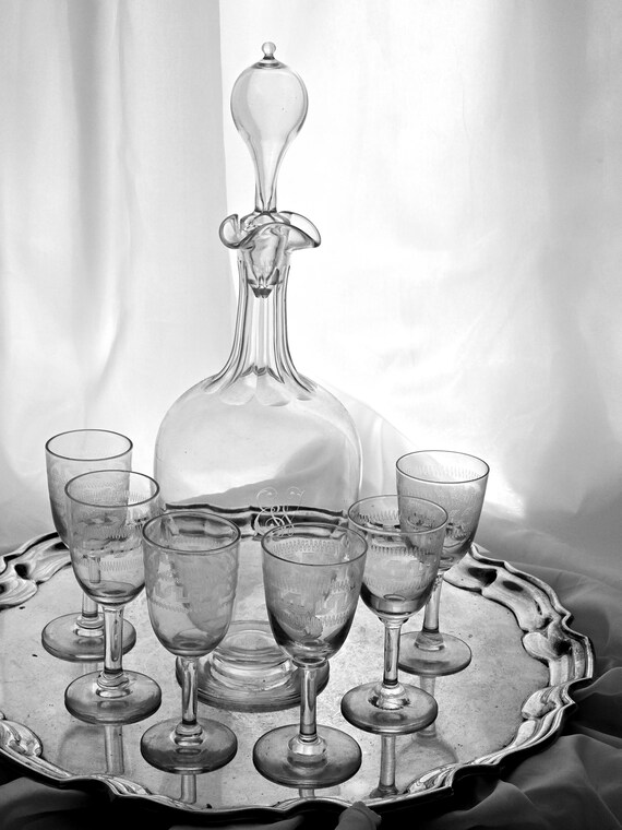 Antique Greek Key Port Wine Glasses, Rare Funnel Bowl (set of 6) - Etsy  Israel