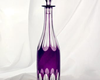 19th Century Amethyst decanter Glass  or Serving Bottle 1860 s Antique collection  Victorian Gothic Revival Decanter