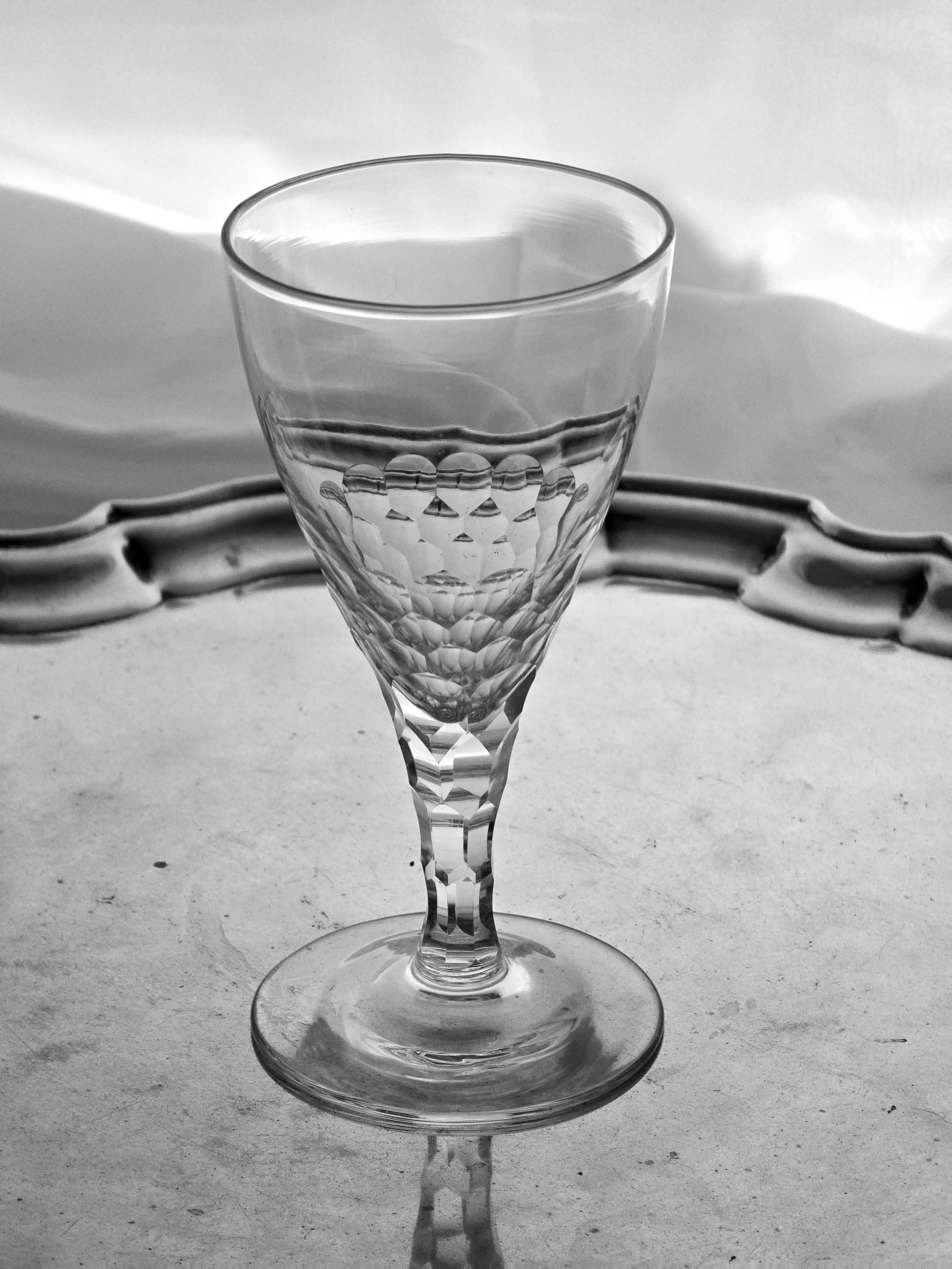 George ||| Wine Glass Circa 1800 Lead Glass Facet Stem ( GC1339