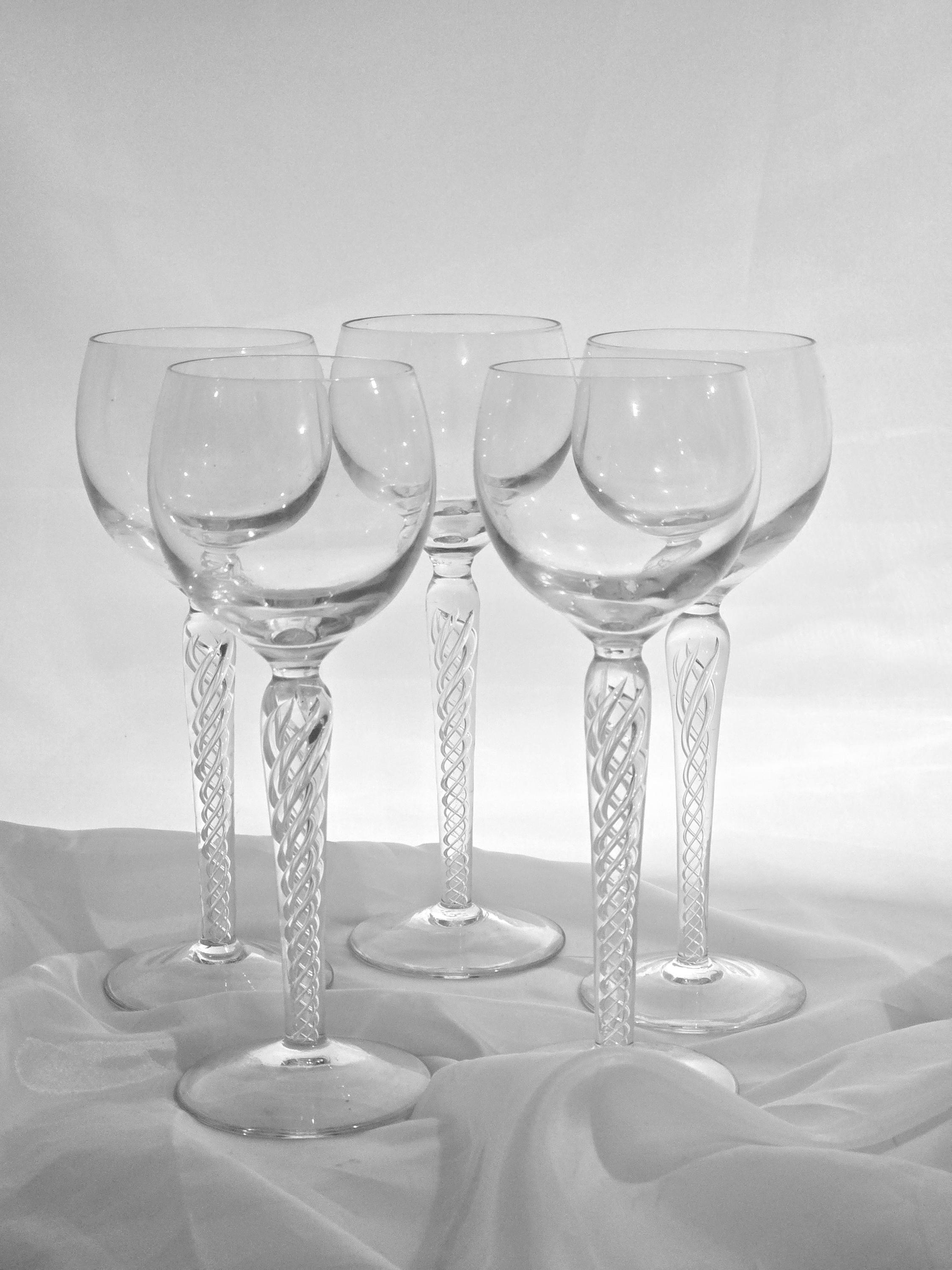 Vintage German Hock Wine Glasses - Set of 5 - Air Twist Stem - Etsy