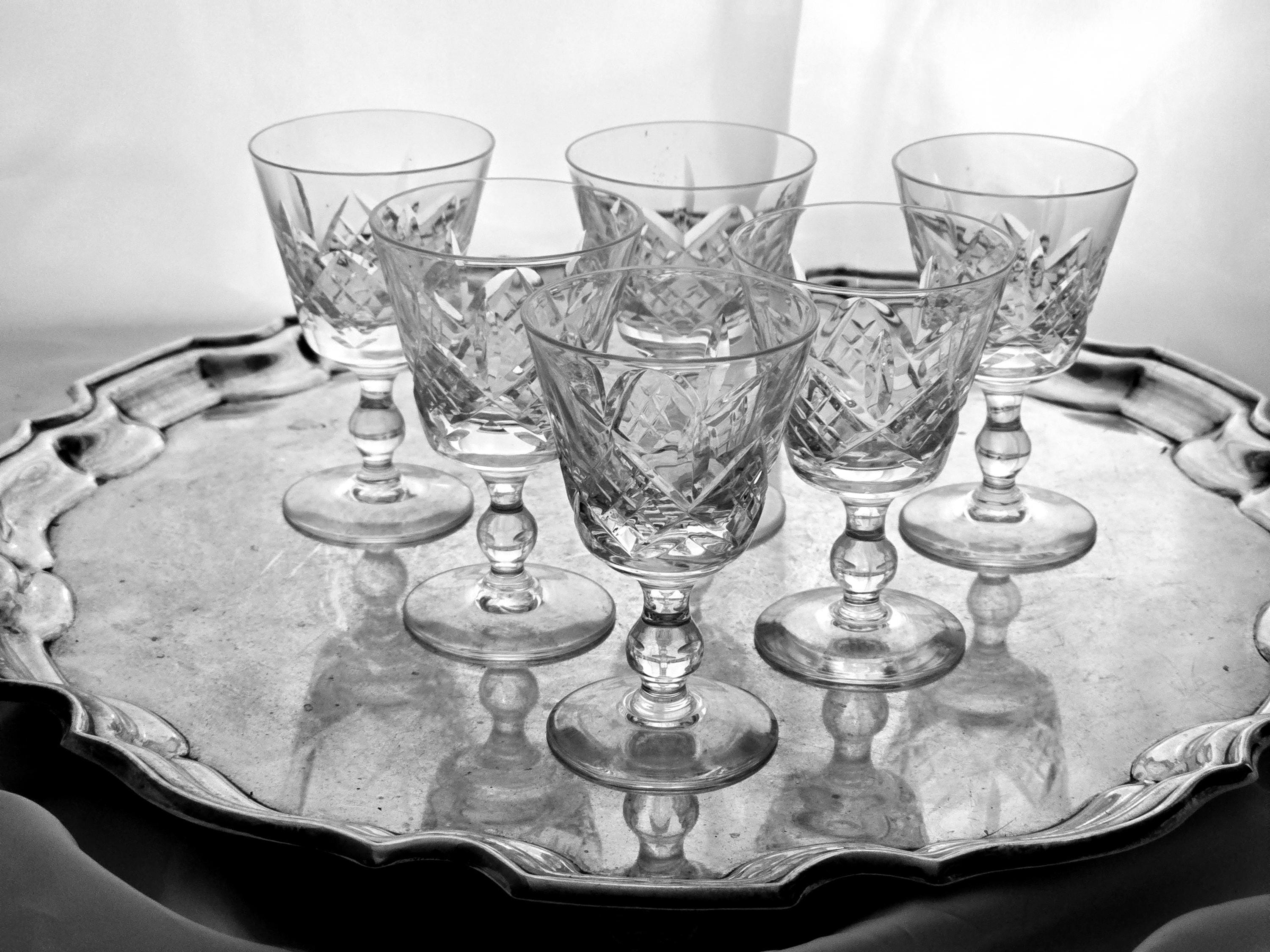 Stuart Crystal Sherry Glasses, Glengarry Cambridge Criss Cross Fan
