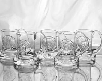 5 x Dartington Tankards commemorative varios  crystal glass  24% crystal Frank Thrower Designer