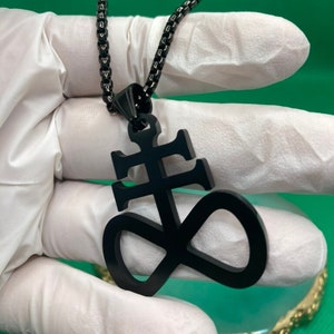 Goth Satanic Pendant Necklace,Leviathan Cross Necklace Men Women,Occult Leviathan Cross Pendant Necklace