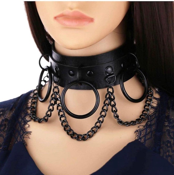 Punk Chain Choker Necklace For Women Girls Black Leather Heart Chockers  Collar Goth Jewelry Gothic Fashion Accessories Gift