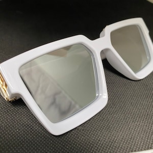 SILVER GLARE Millionaires Sunglasses,White Sunglasses,White Sunglasses Gold Frame,Trendy Millionaire Sunglasses,Square White Sunglasses,