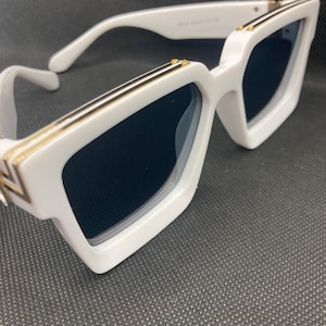 Men’s White Sunglasses,Trendy Millionaire Sunglasses,Square White Sunglasses,UV Dark Lenses