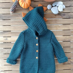 Hand Knitted Dinosaur Cardigan Dino Jacket Crochet Etsy