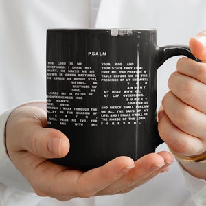 Psalm 23 Black 11oz Black Mug With Verse in Number 23