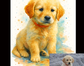 Custom Watercolor Pet Portrait: Vibrant Pet Art (Digital Download)
