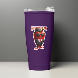 Happy Fadas Day, Kapeesh&quot; Fathers Day Sticker - Red Pepper in Suit Design