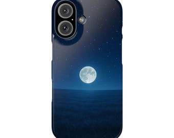 Moonlit Starry Night iPhone Case: Full Moon Protective Cover